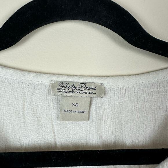 Lucky Brand Oversized Gauze Tunic Top SIzeXS Boho Embroidered Cottagecore Resort - Picture 8 of 11